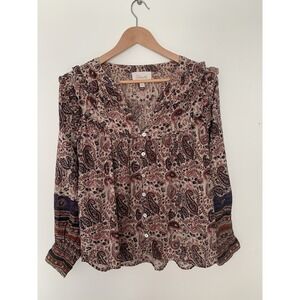 Cleobella Samara Top Laurel Sz S Organic Cotton Block Printed By Hand Peasant